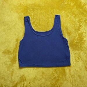 SHEIN Blue Fitted Crop Tank Top